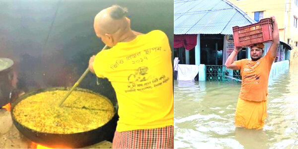 সিলেটে বন্যার্তদের পাশে দাঁড়িয়েছে, ইসকন সিলেট